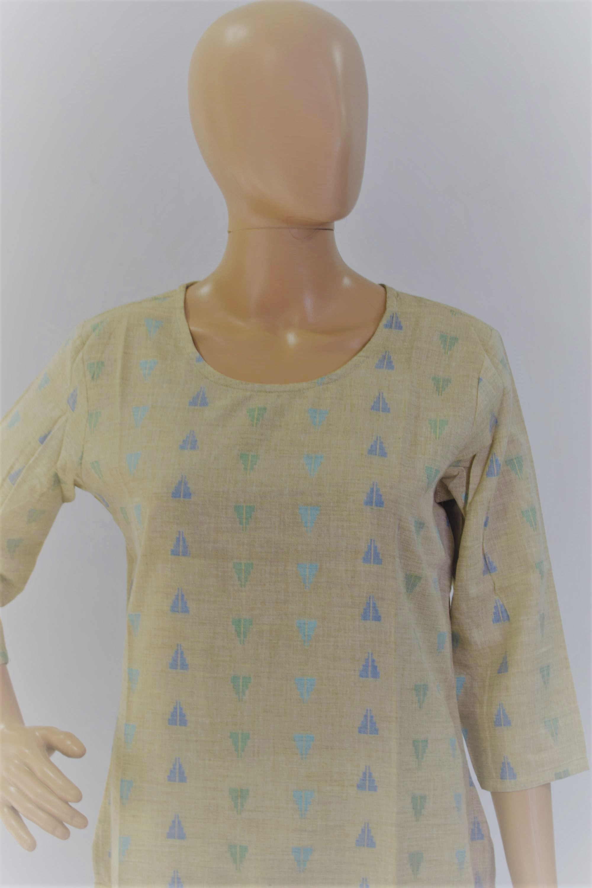 Pure Cotton Beige Kurti Top