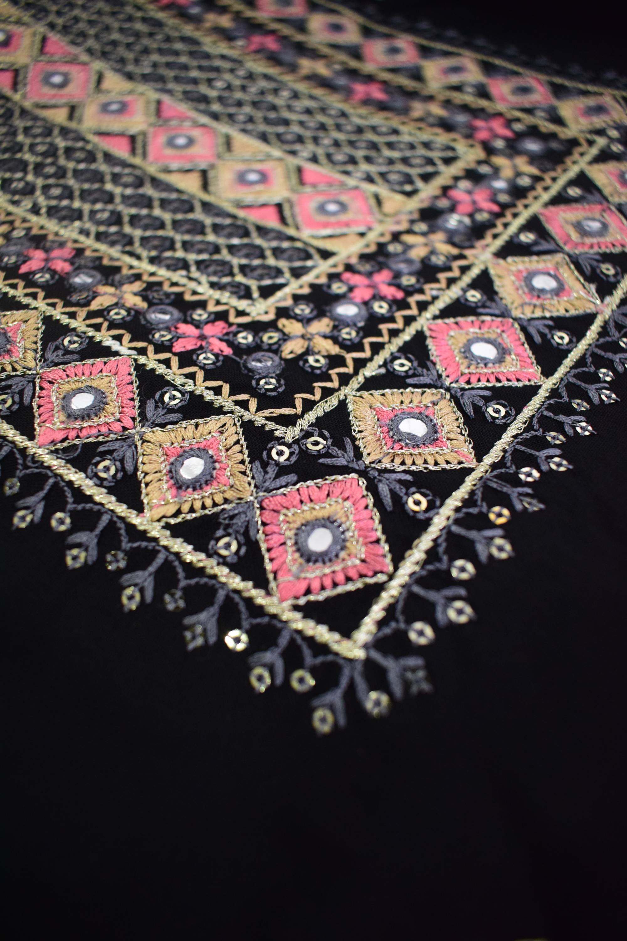 Black  Sequence worked Ethnic Kurti Top