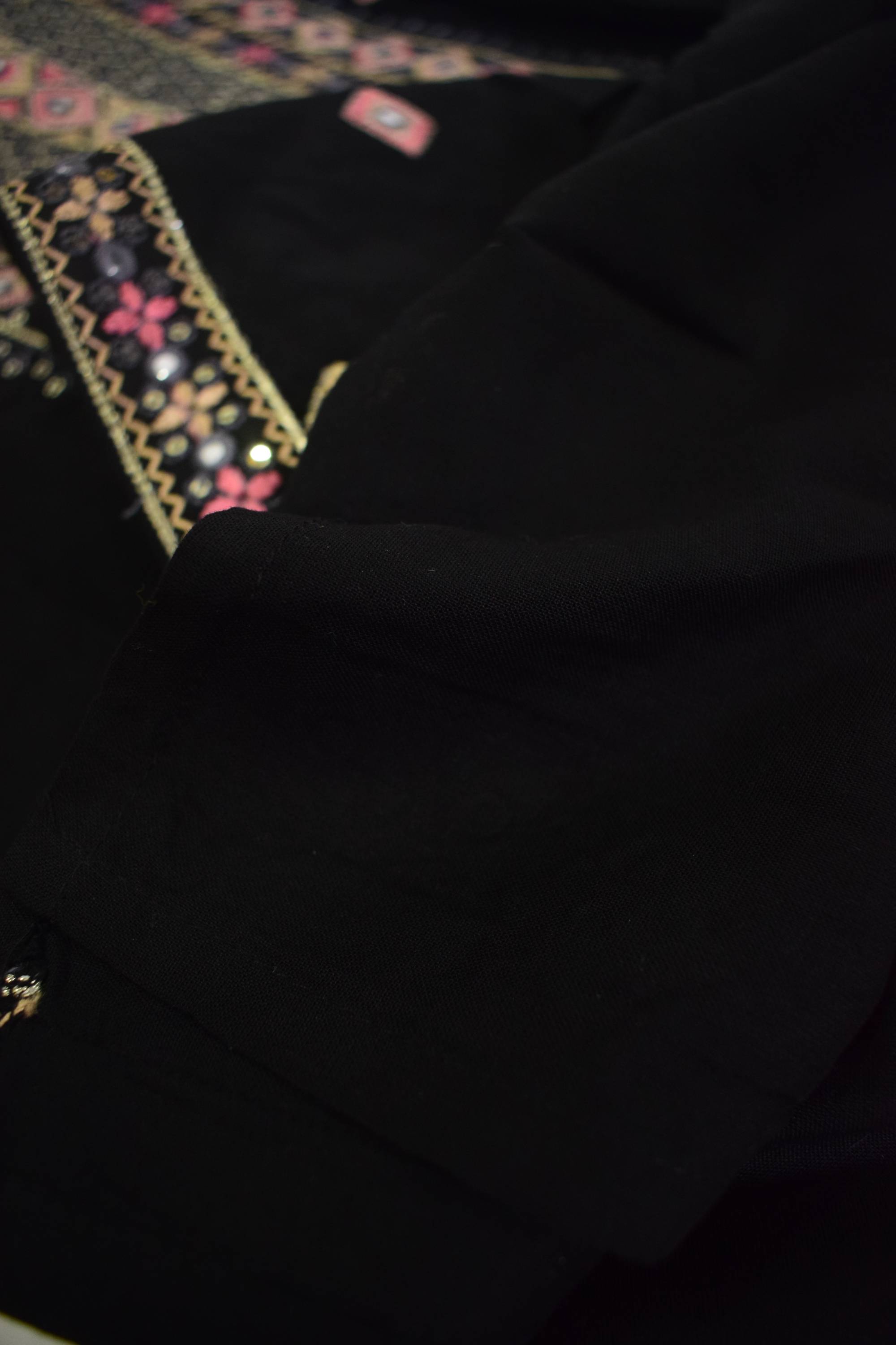 Black  Sequence worked Ethnic Kurti Top