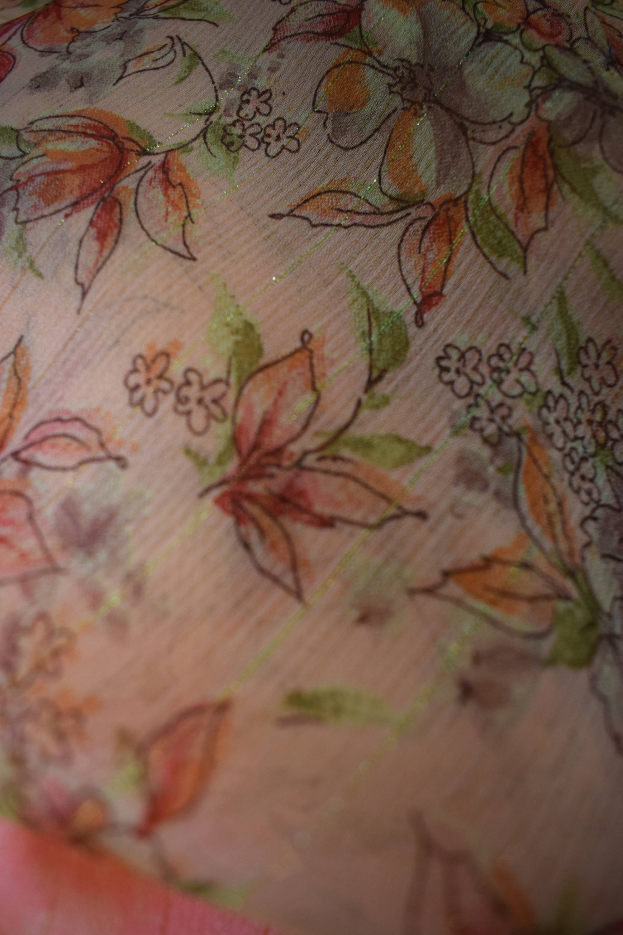 Floral Design Crepe Saree