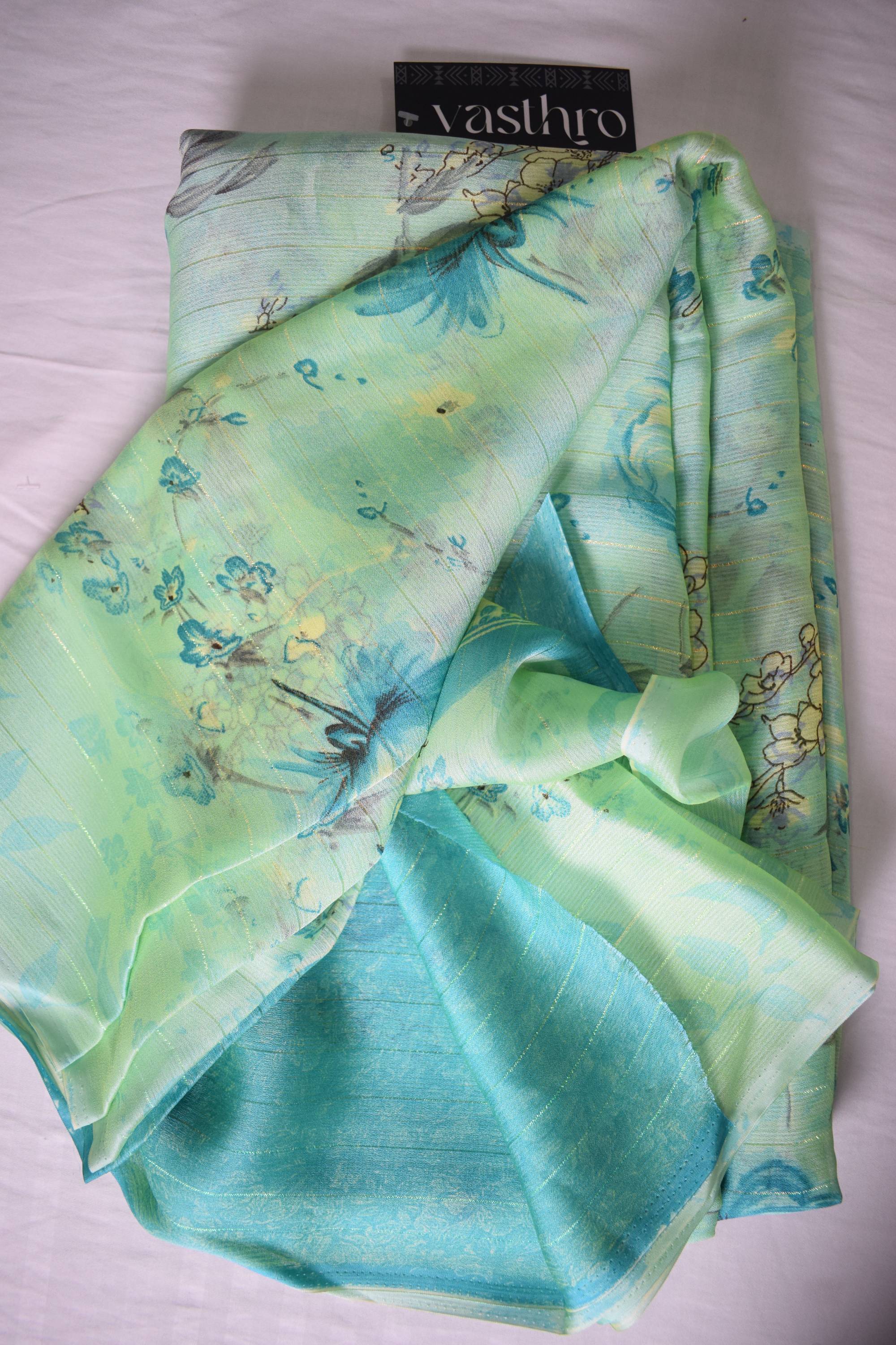 Floral Design Printed Crepe Saree