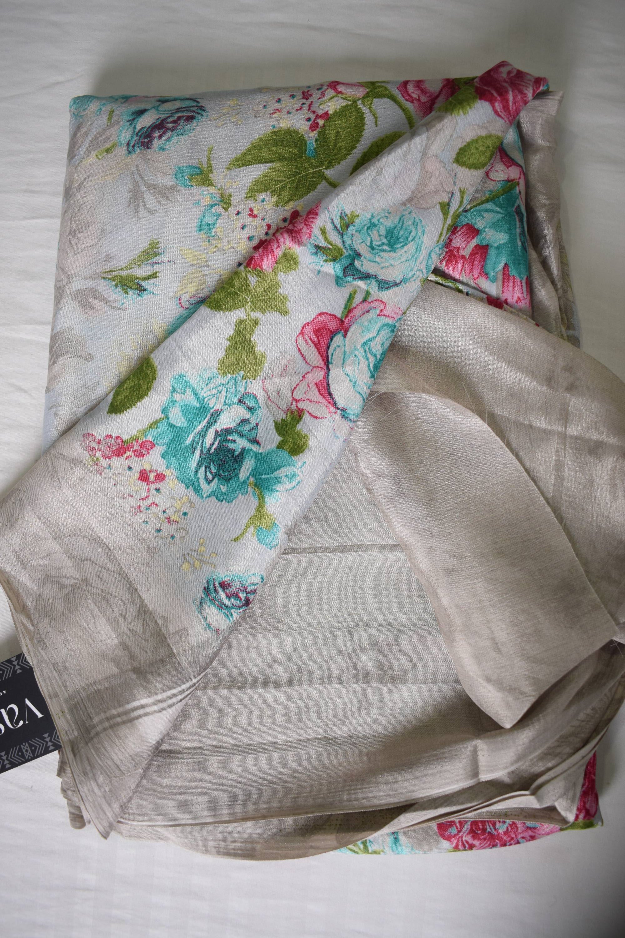 Coral Printed Multicolor Cotton Silk Saree