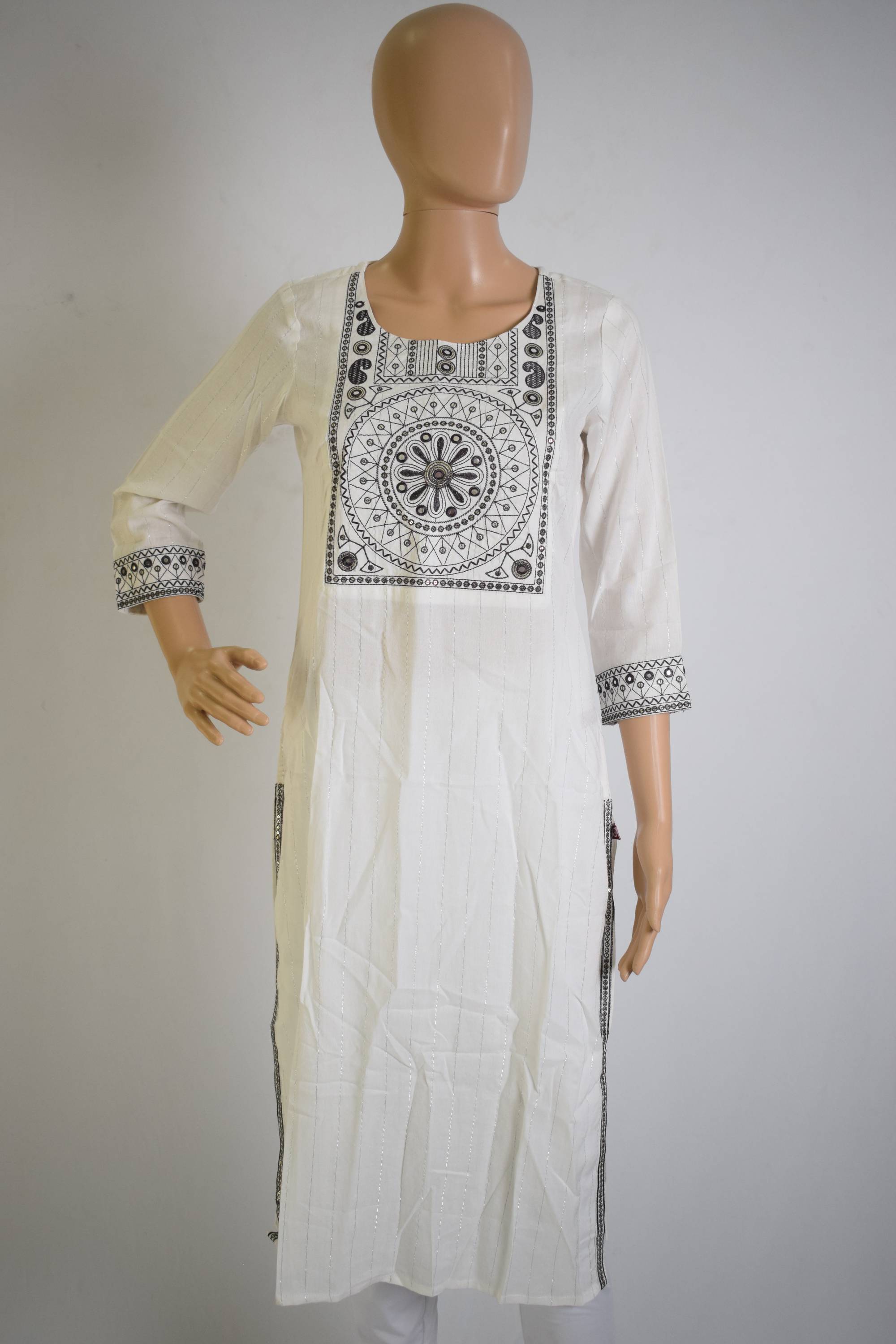 White Sequence worked Ethnic Kurti Top