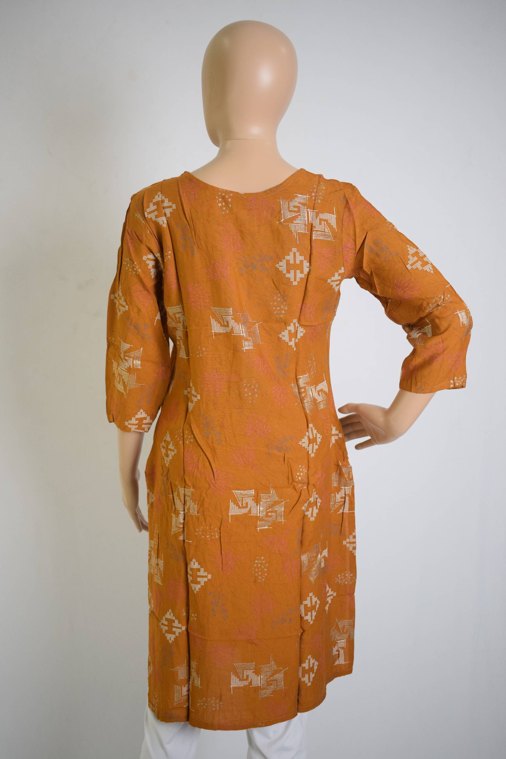Orange Pure Cotton Kurti Top