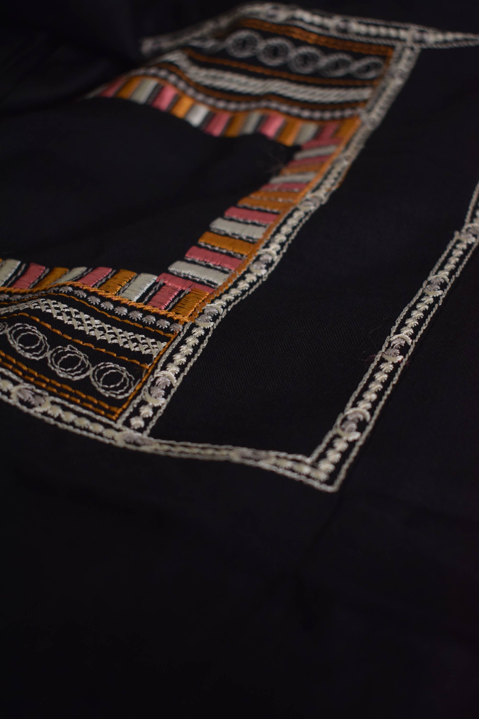 Raisin Black & Orange Viscose Rayon Embroidered Tunic