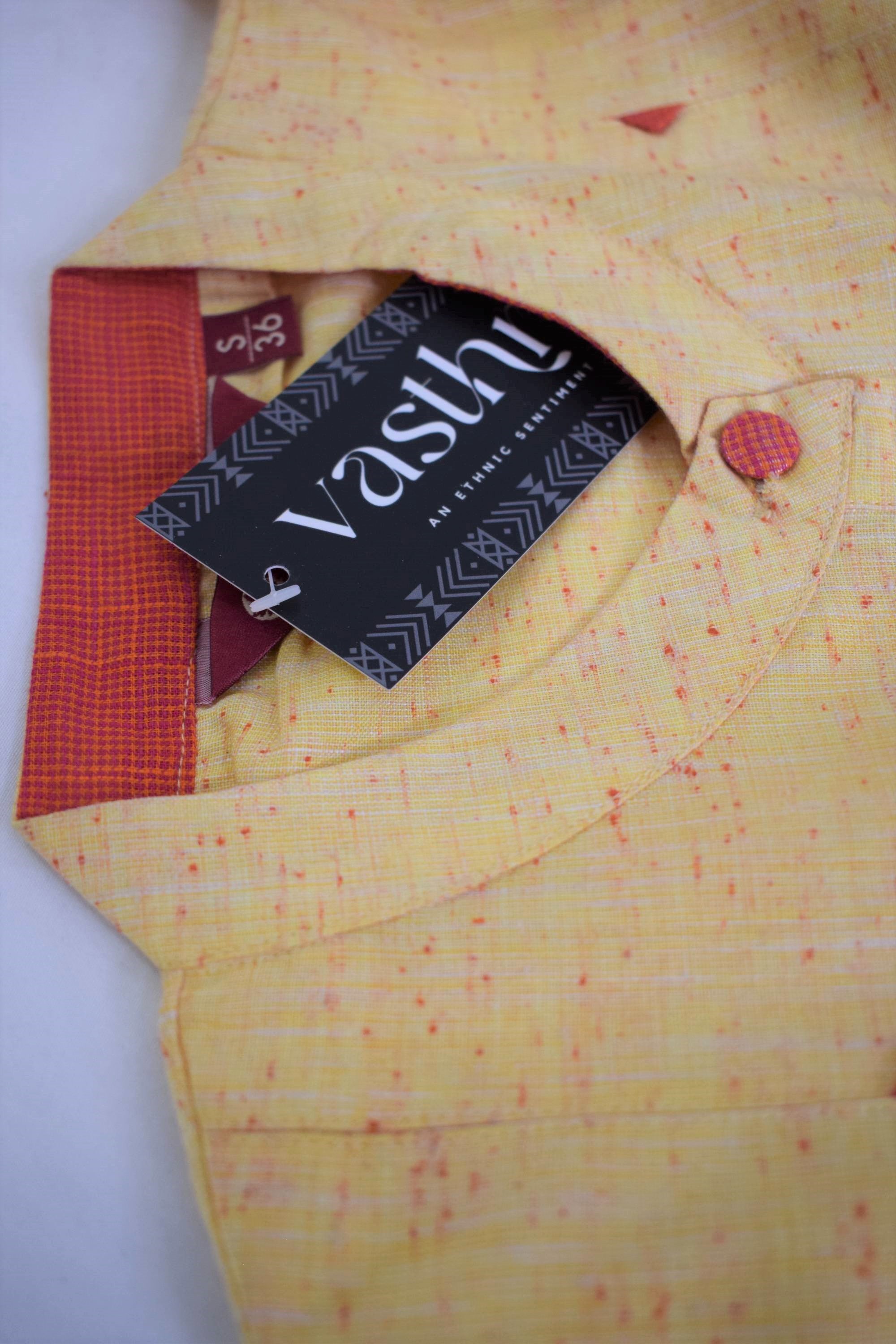 Yellow Pure Cotton Ethnic Kurti Top