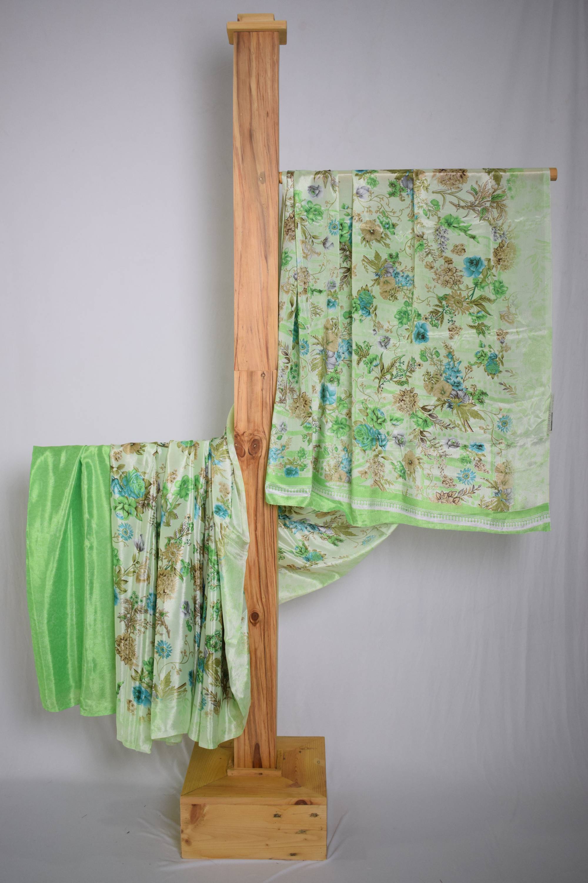 Coral Silk Floral Print Saree