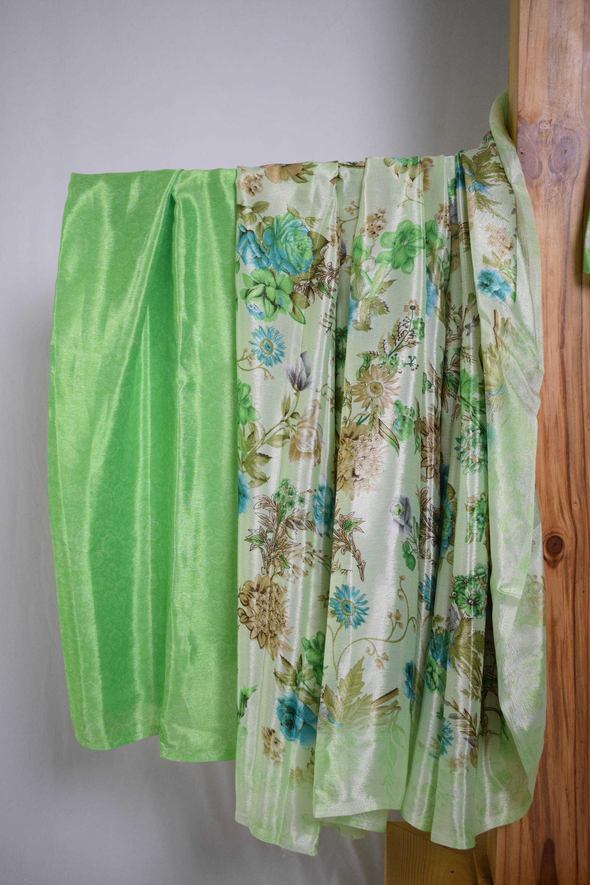 Coral Silk Floral Print Saree