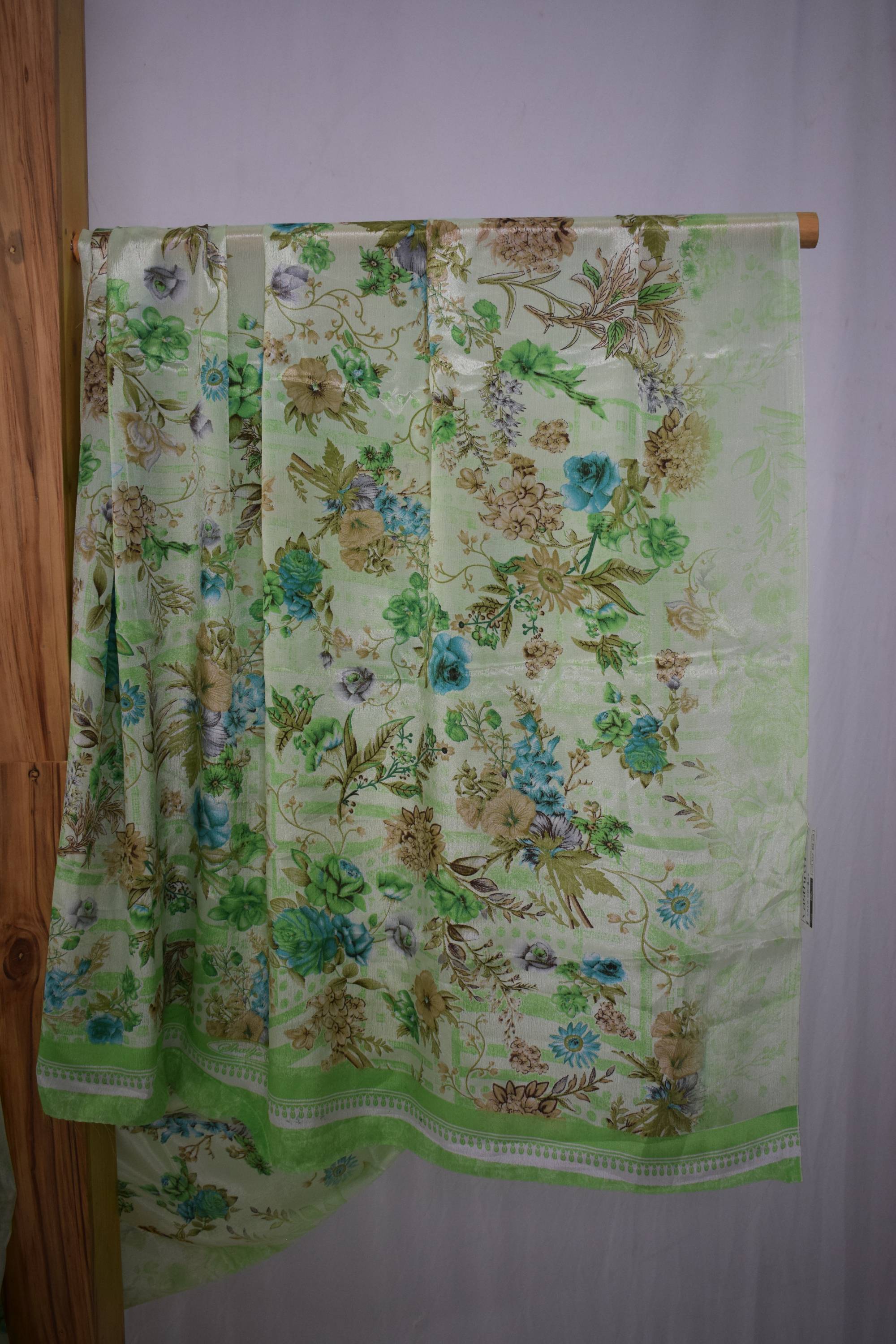 Coral Silk Floral Print Saree