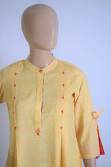 Yellow Pure Cotton Ethnic Kurti Top