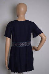 Dark Blue Embroidered Tunic Top