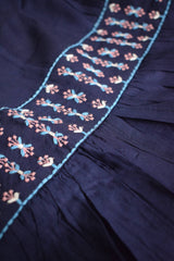 Dark Blue Embroidered Tunic Top