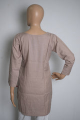 Grey Embroidered Design Cotton Tunic Top