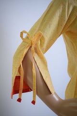 Yellow Pure Cotton Ethnic Kurti Top