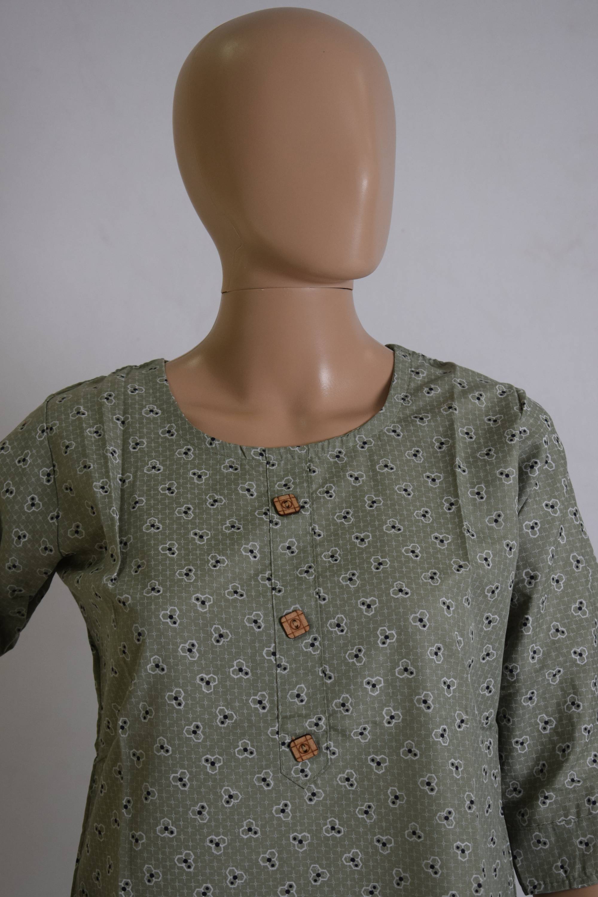 Light Green Printed Kurti Top