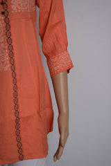 Orange Pure Cotton Printed Design Tunic Top