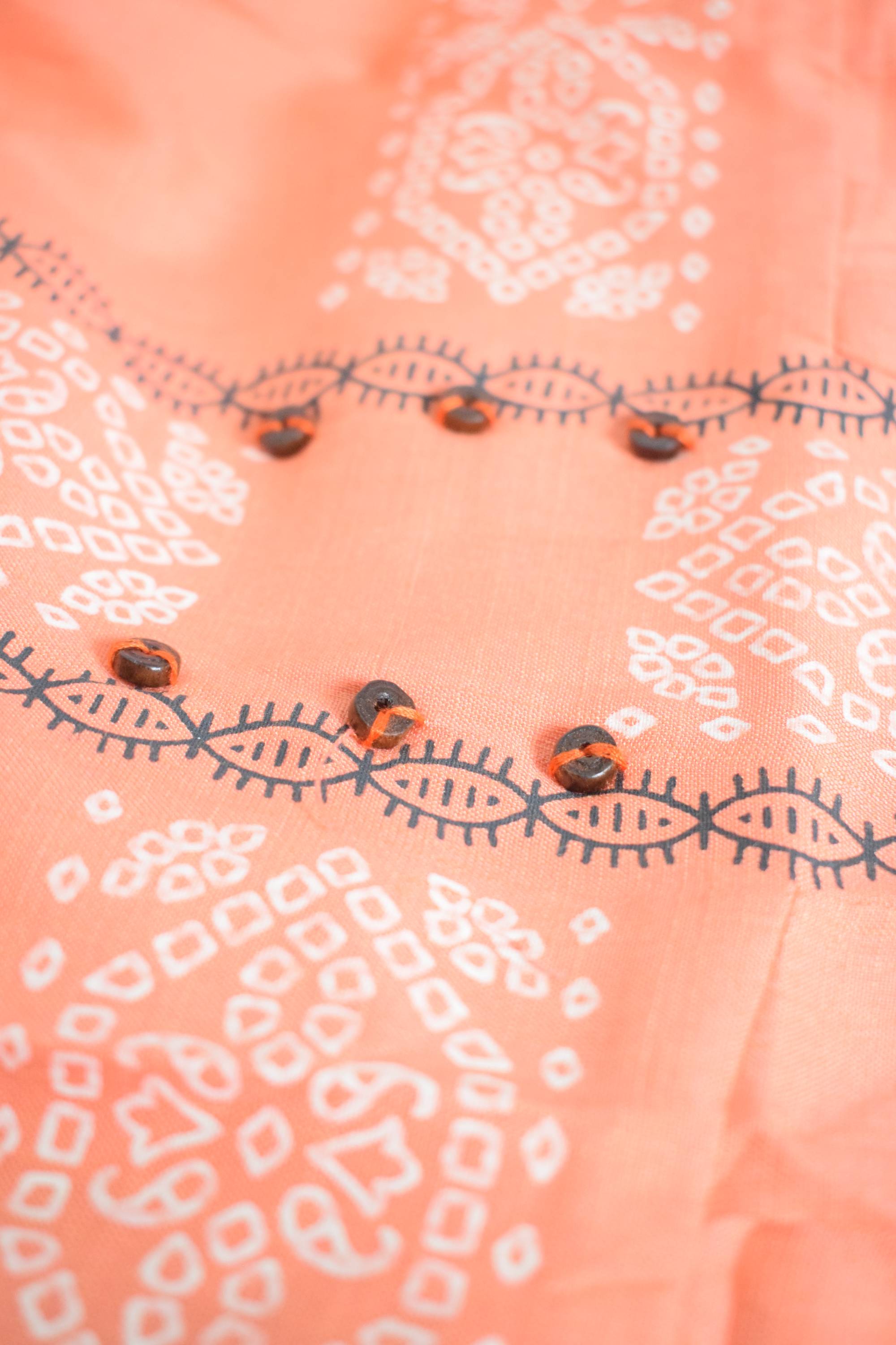 Orange Pure Cotton Printed Design Tunic Top