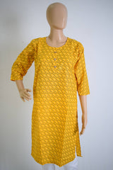 Yellow Printed Designer Kurti Top