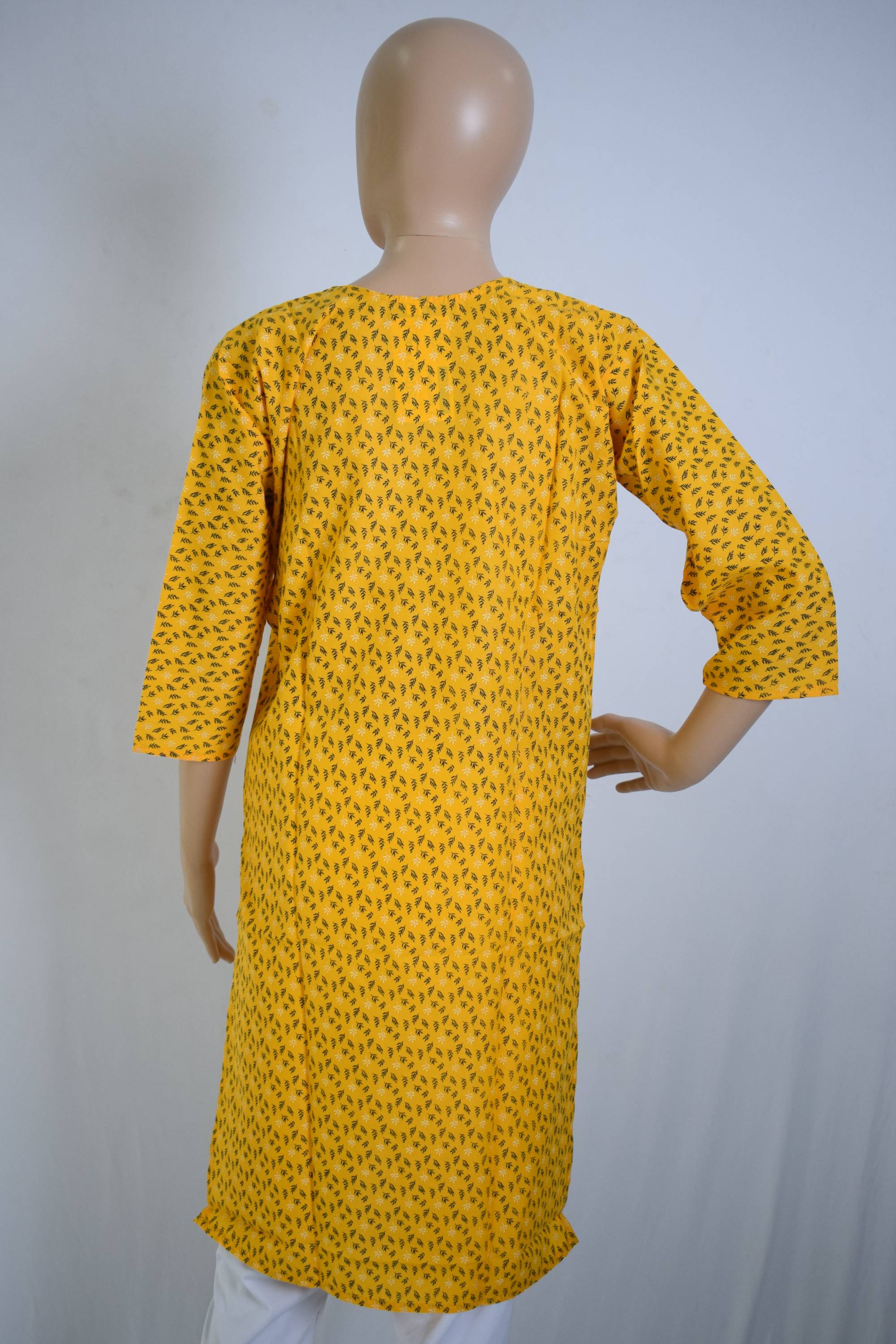 Yellow Printed Designer Kurti Top
