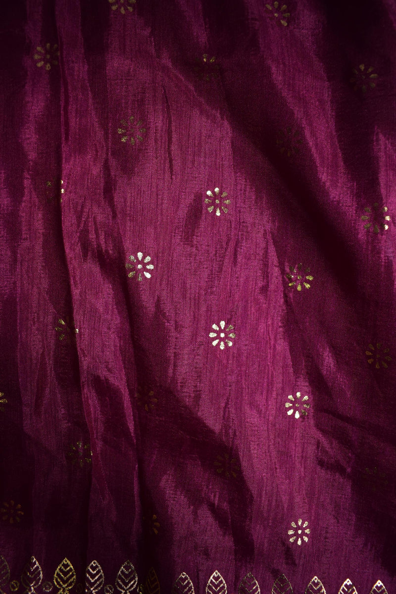Green & Maroon Geometric Printed Ethnic Crushed Silk Lehenga-6