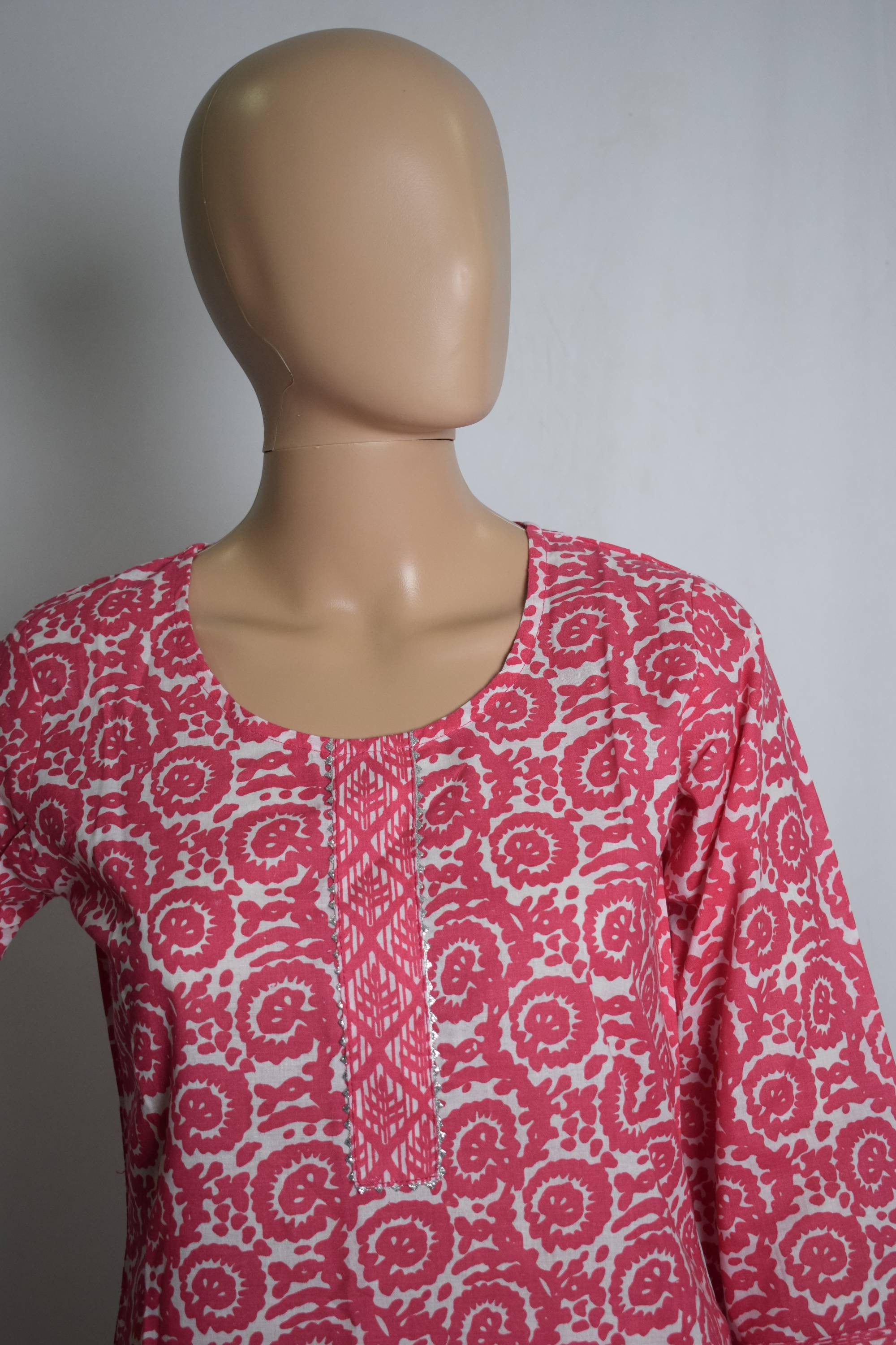 Pink Floral Printed Cotton Kurta Set