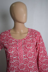 Pink Floral Printed Cotton Kurta Set