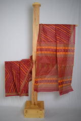 Pure Cotton Premium Red & Yellow Designer Saree