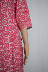 Pink Floral Printed Cotton Kurta Set