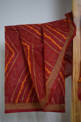 Pure Cotton Premium Red & Yellow Designer Saree