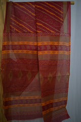 Pure Cotton Premium Red & Yellow Designer Saree