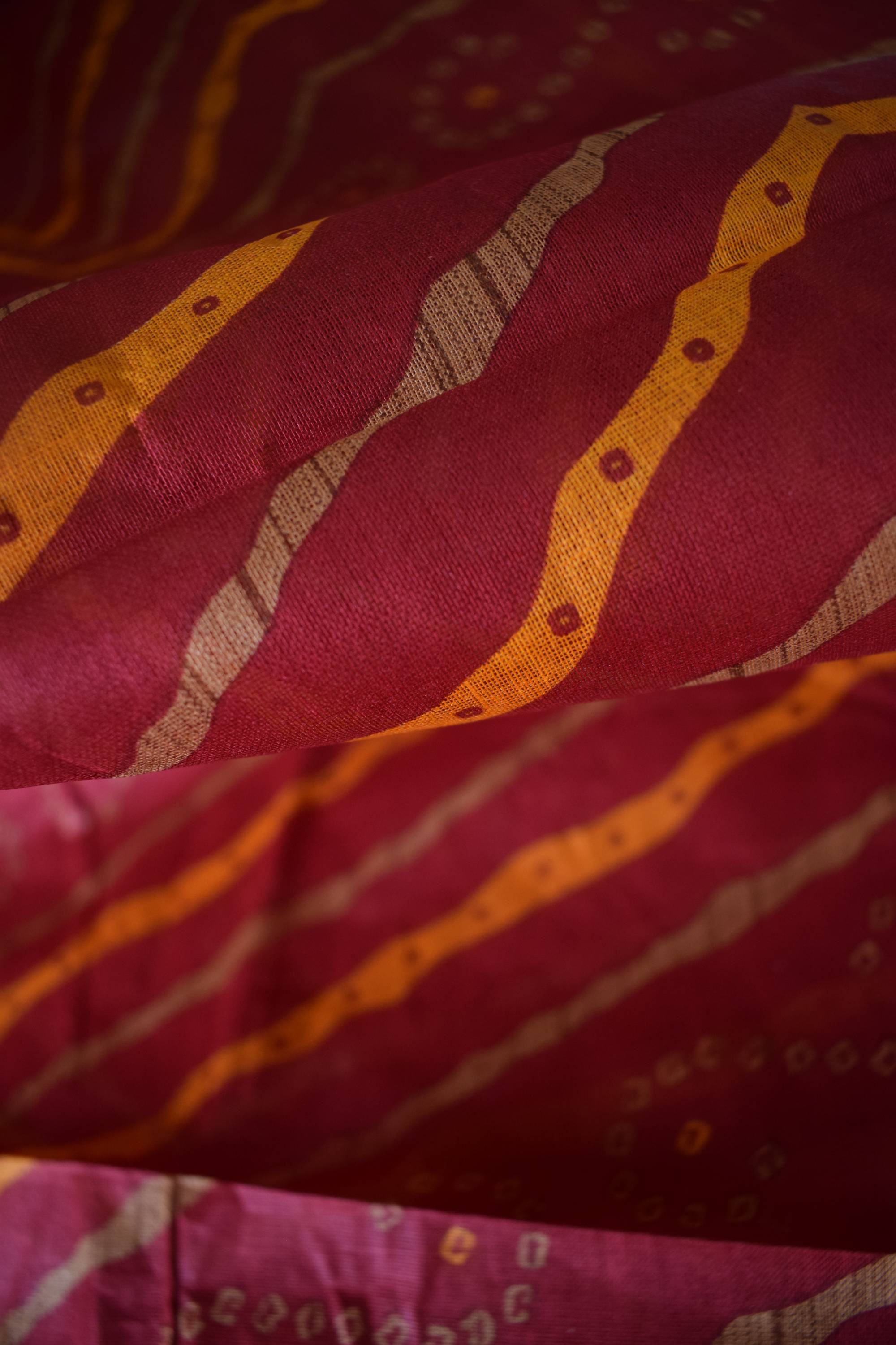 Pure Cotton Premium Red & Yellow Designer Saree