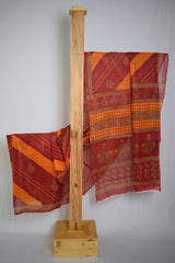 Pure Cotton Premium Red & Yellow Designer Saree