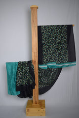 Floral Printed Coral Silk Saree