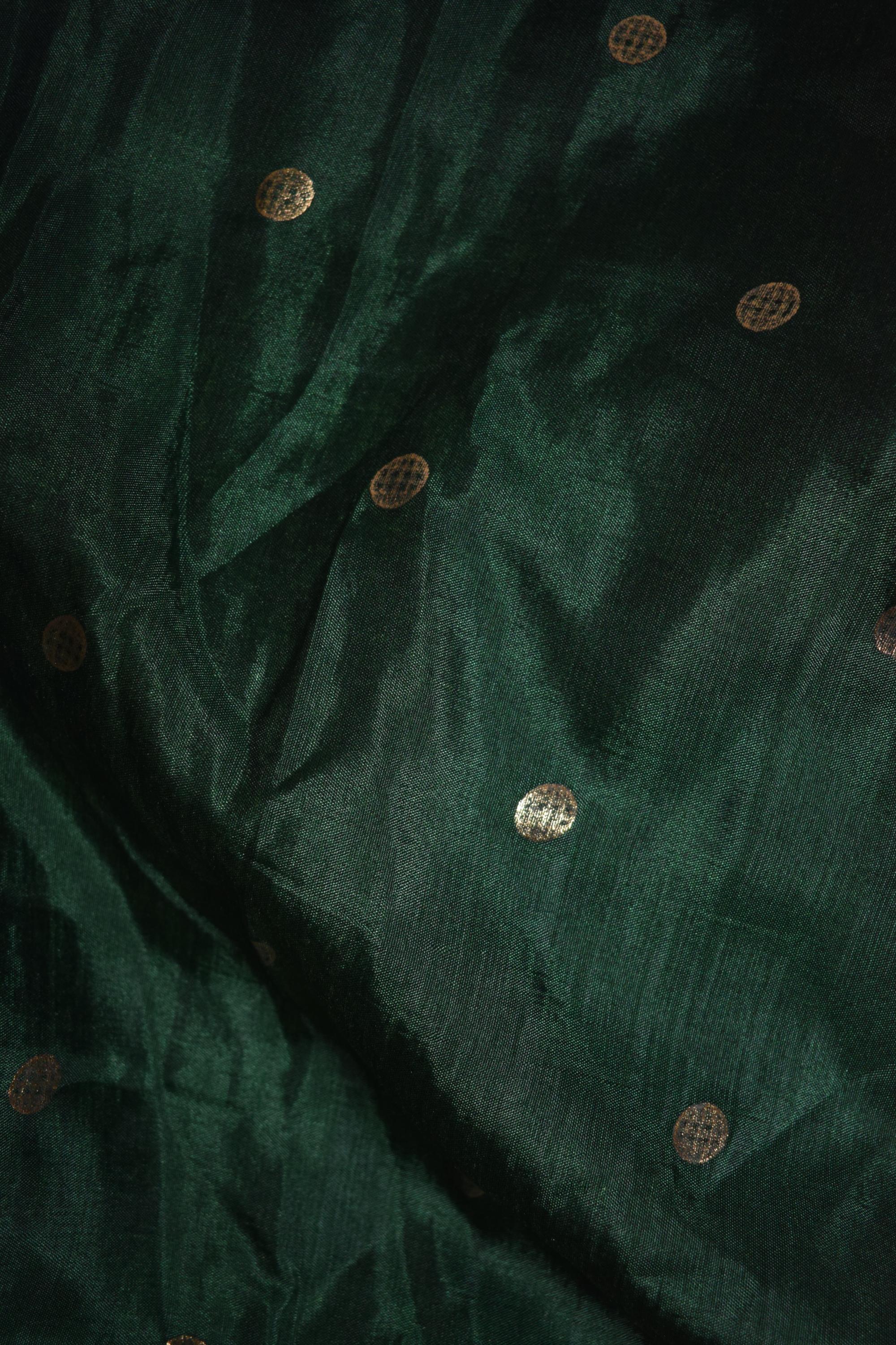Green & Red Floral Printed Crushed Silk Lehenga Choli