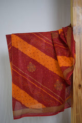Pure Cotton Premium Red & Yellow Designer Saree