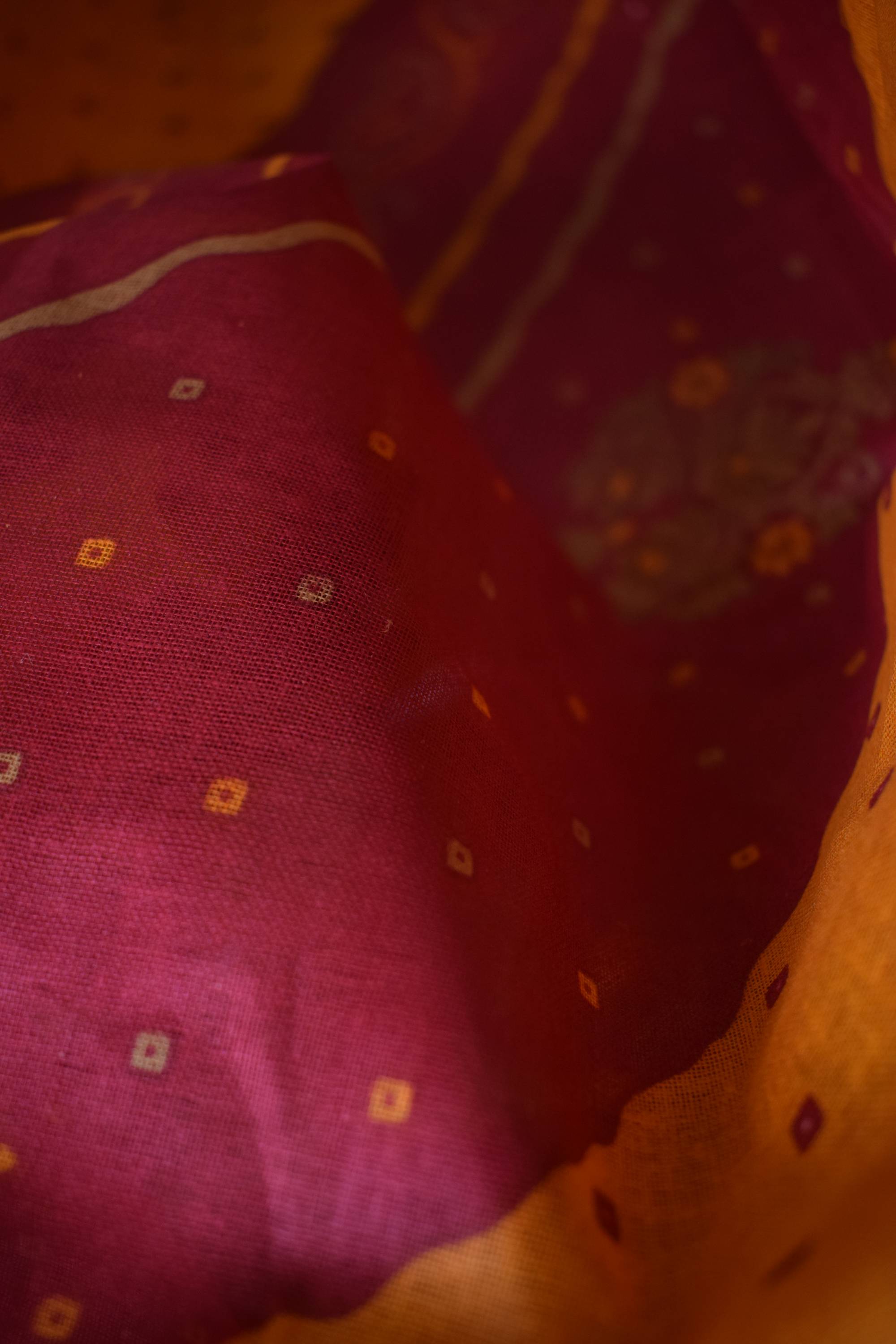 Pure Cotton Premium Red & Yellow Designer Saree