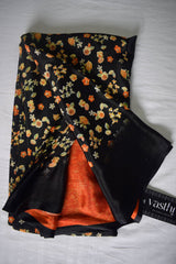 Floral Printed Coral Silk Saree