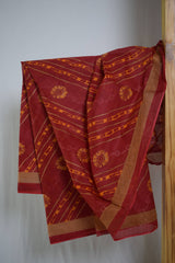 Pure Cotton Premium Red & Yellow Designer Saree