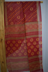 Pure Cotton Premium Red & Yellow Designer Saree