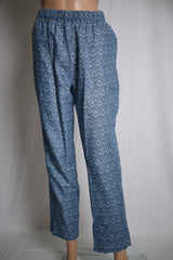 White & Blue Floral Printed Cotton Kurta Set
