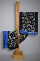 Floral Printed Coral Silk Saree