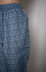 White & Blue Floral Printed Cotton Kurta Set