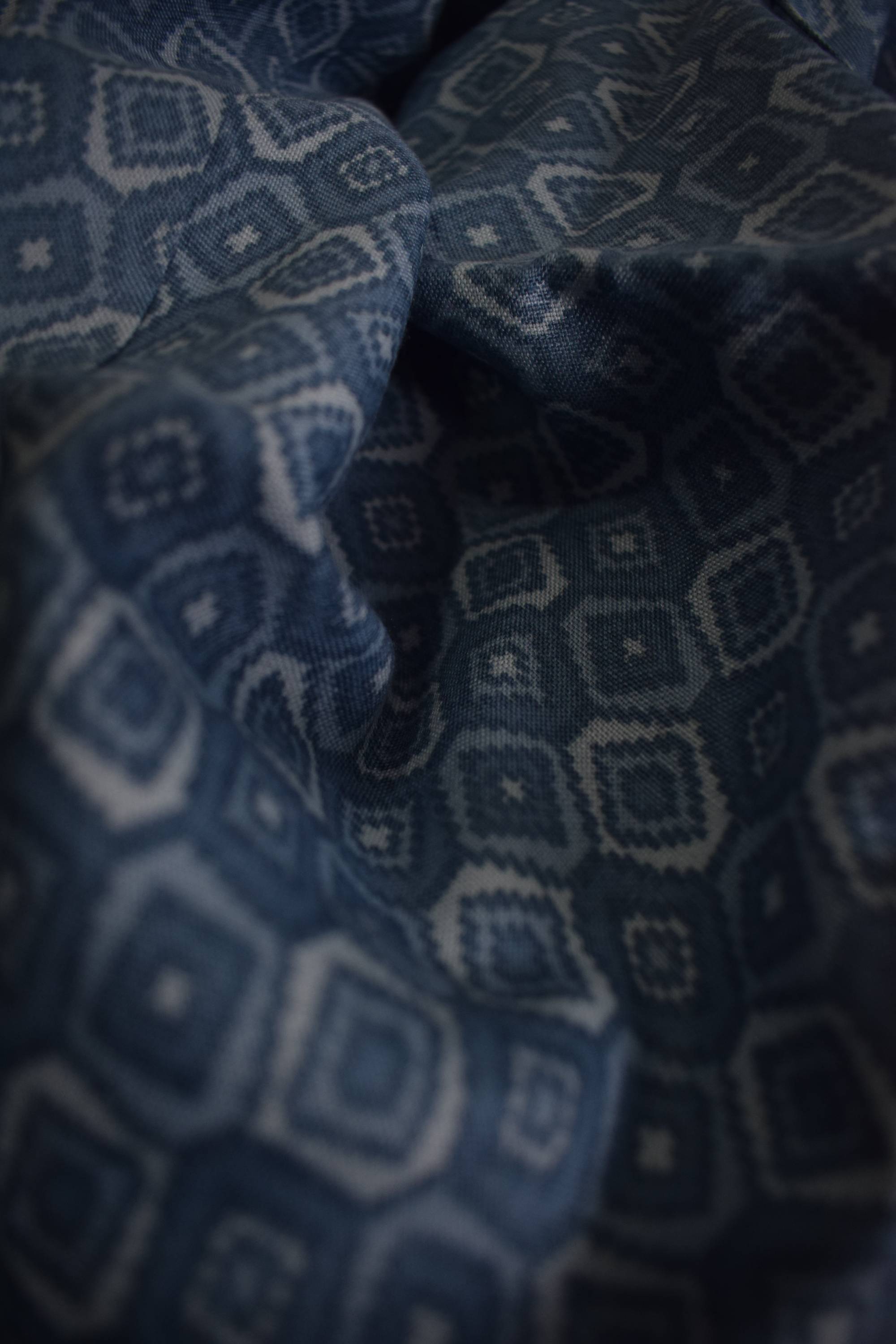 White & Blue Floral Printed Cotton Kurta Set