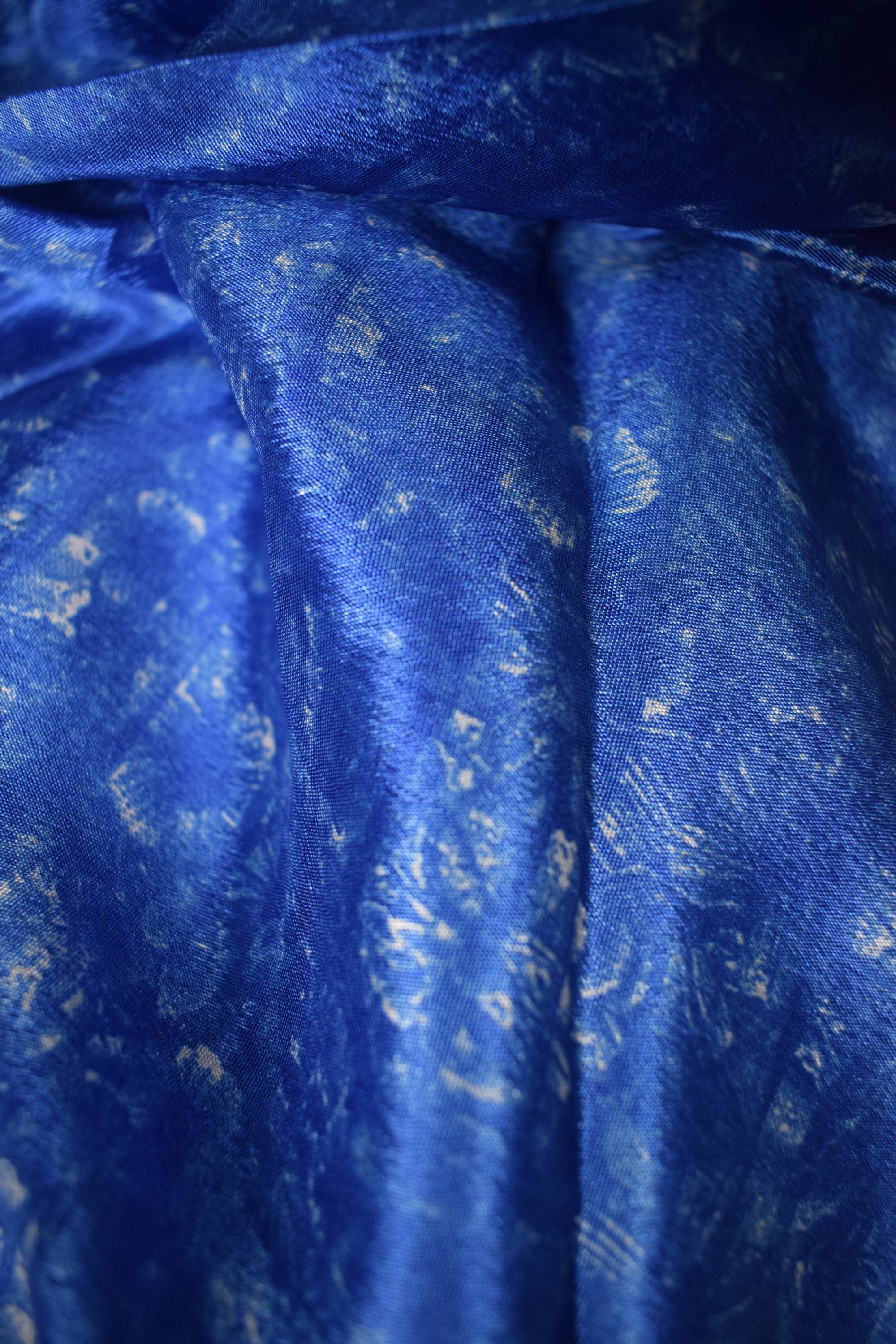 Floral Printed Coral Silk Saree