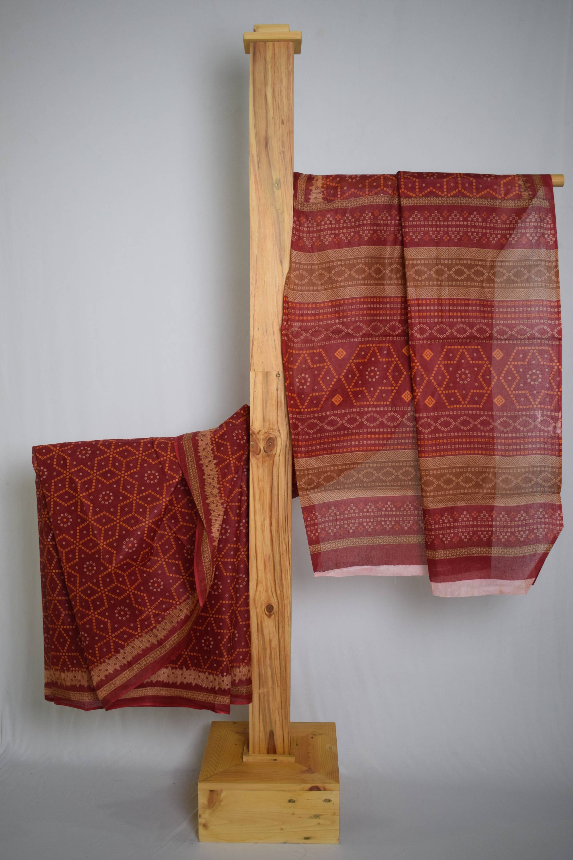 Pure Cotton Premium Red & Yellow Designer Saree