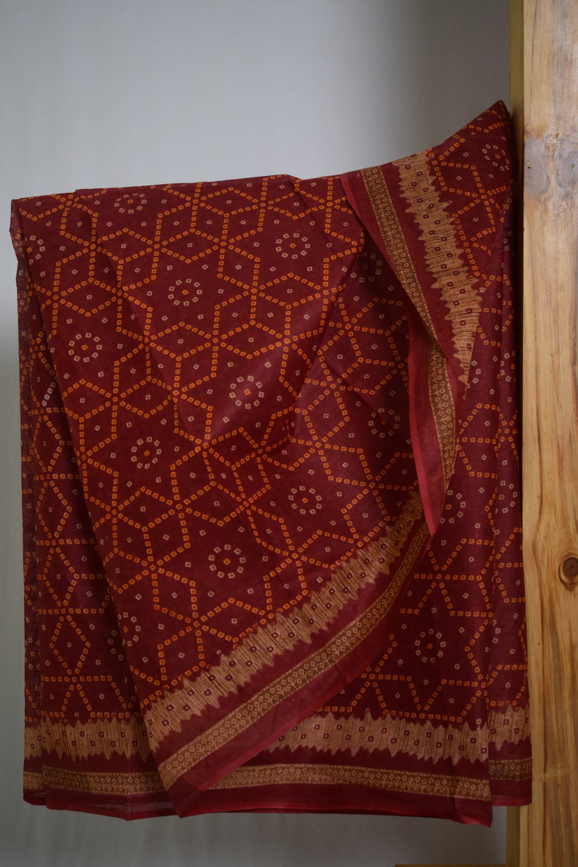 Pure Cotton Premium Red & Yellow Designer Saree