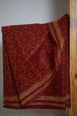 Pure Cotton Premium Red & Yellow Designer Saree