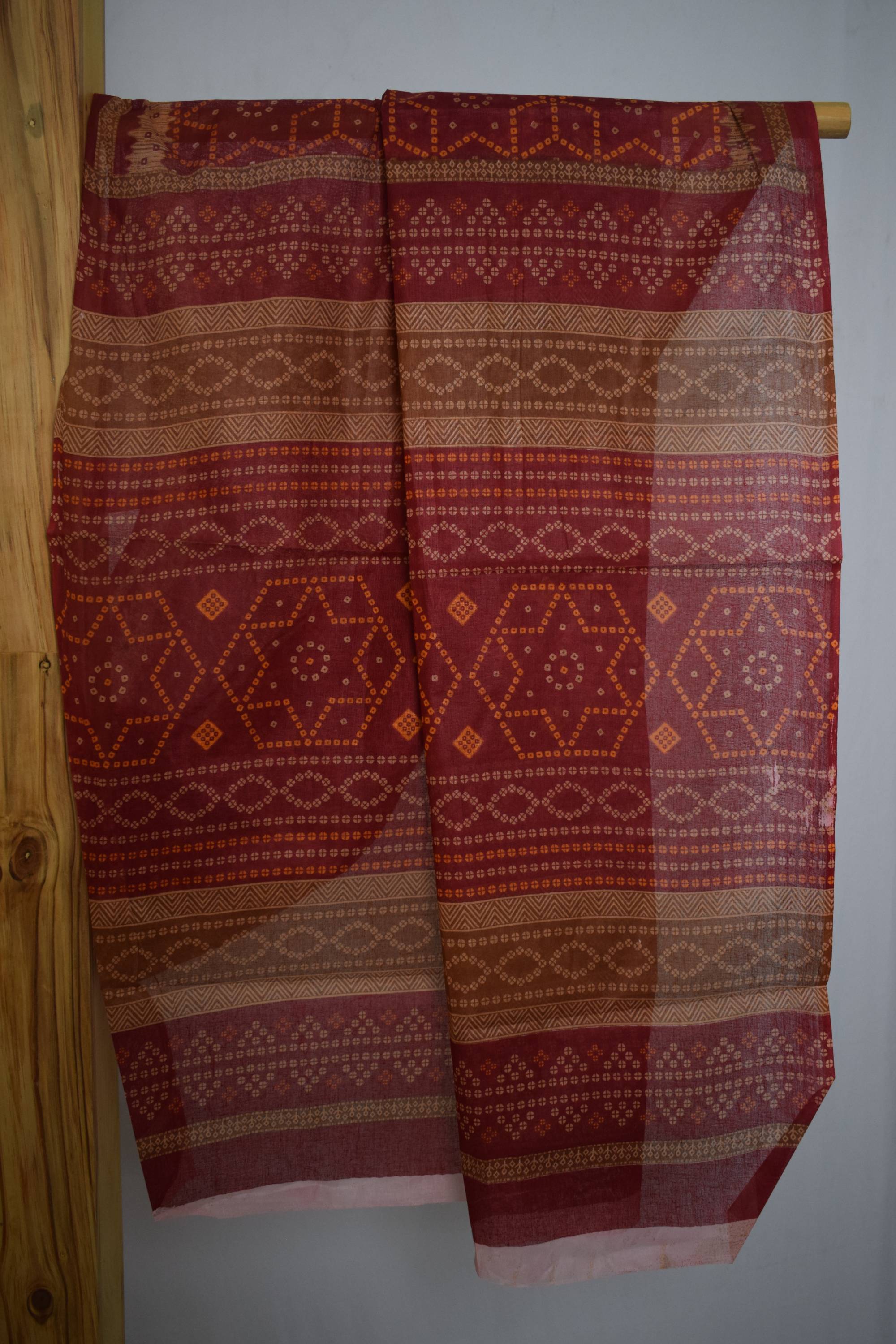 Pure Cotton Premium Red & Yellow Designer Saree