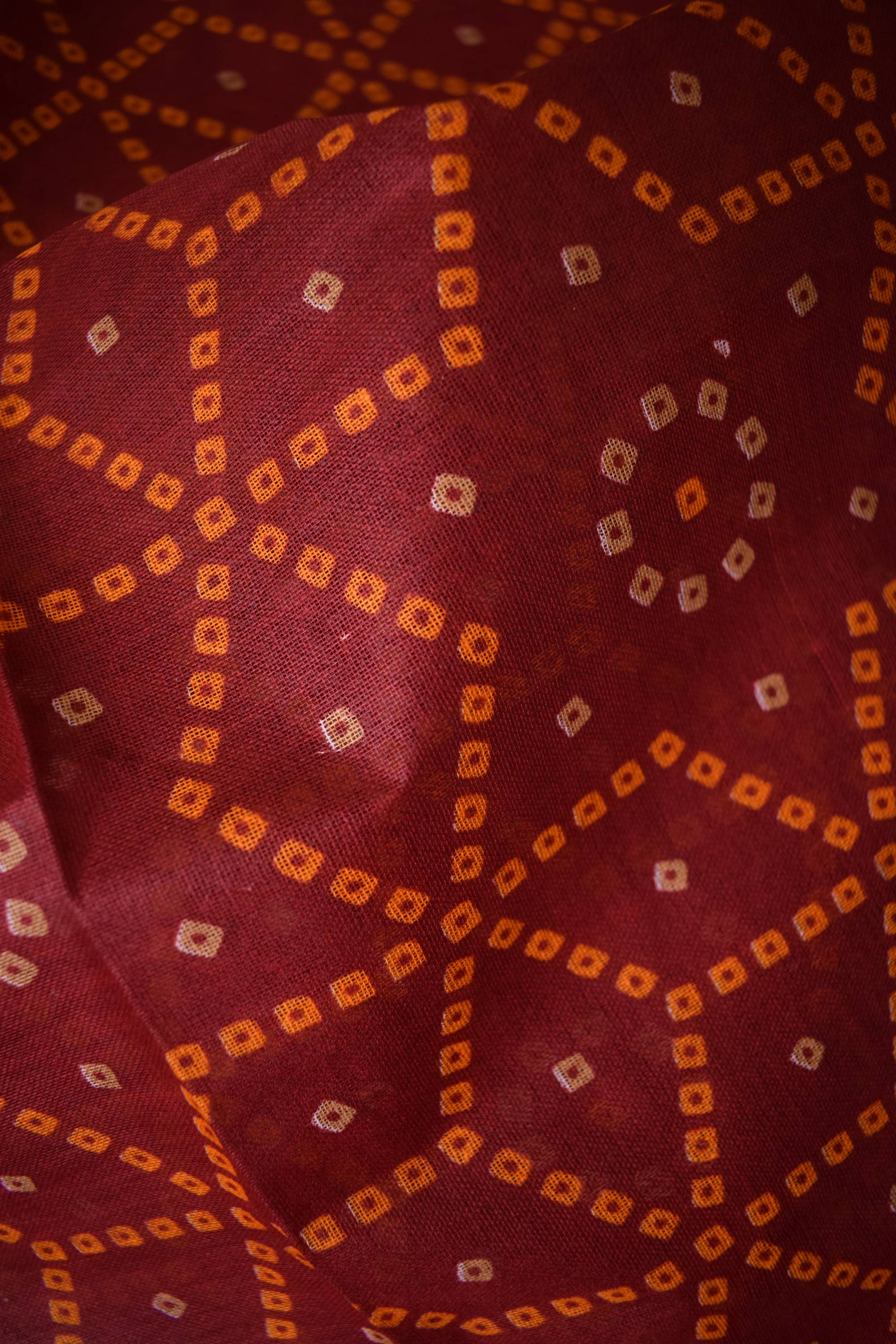 Pure Cotton Premium Red & Yellow Designer Saree