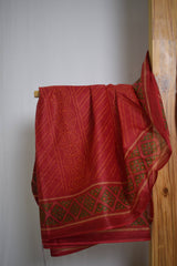 Pure Cotton Premium Red & Green Designer Saree
